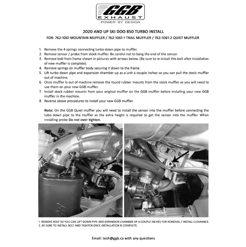 GGB Exhaust - 2020-2022 Ski-Doo 850 Turbo Quiet Can